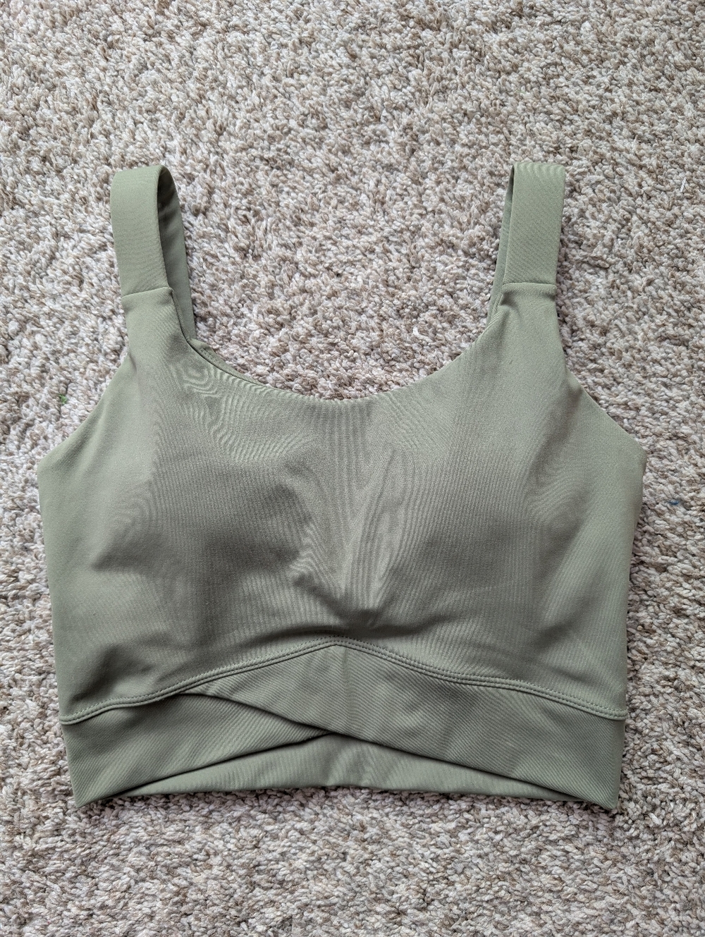 Olive Green Wide Strap Sports Bra With Removable Pads Sz XS Aspire